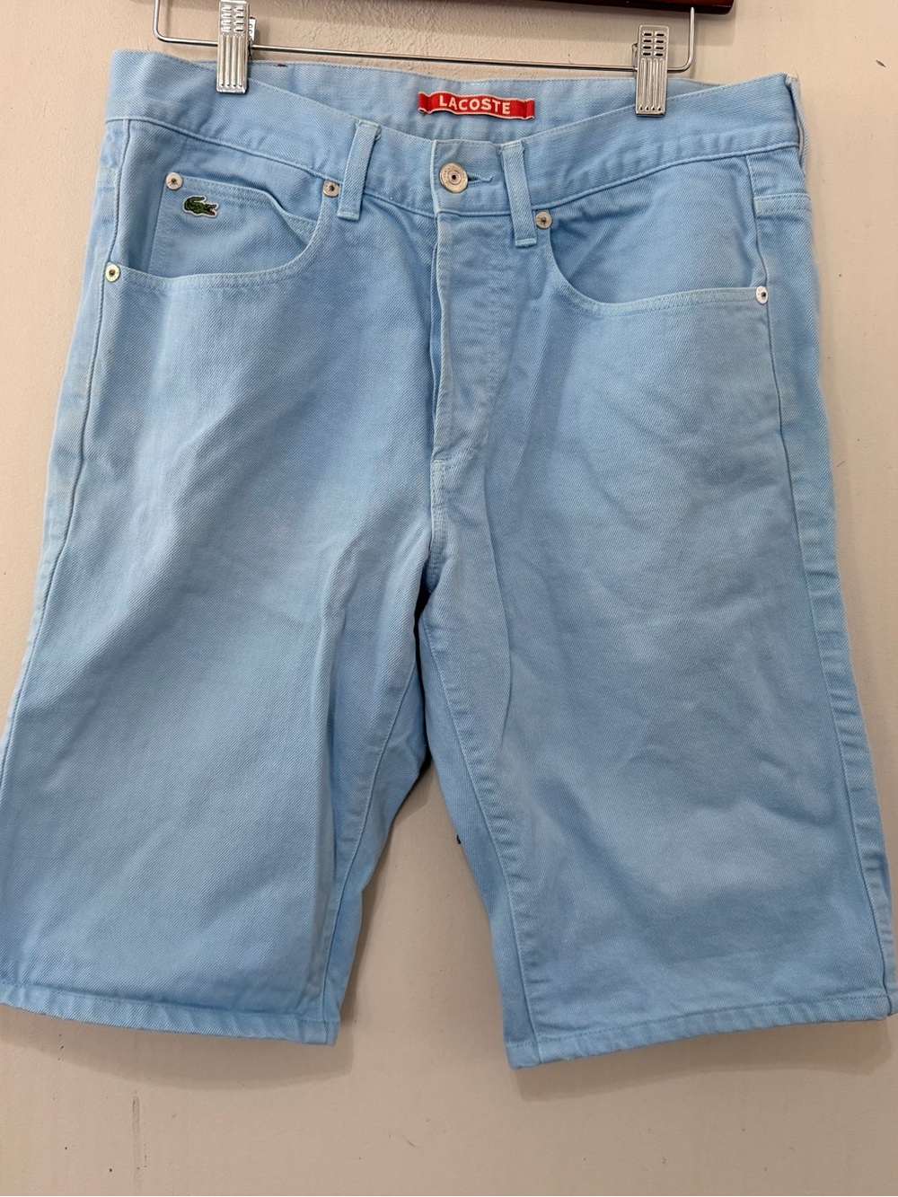 Vintage Lacoste Men’s Denim Shorts Red Tag Light Blue